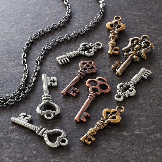 12 Packs: 10 ct. (120 total) Found Objects™ Key Charm Assortment by Bead Landing™